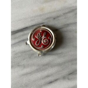 VTG General Electric GE Logo Emblem Red Enamel Metal Appliance Fan Badge